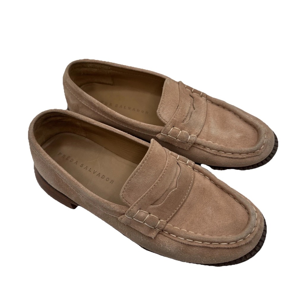 Freda Salvador Women's Suede Penny Loafers in Taupe